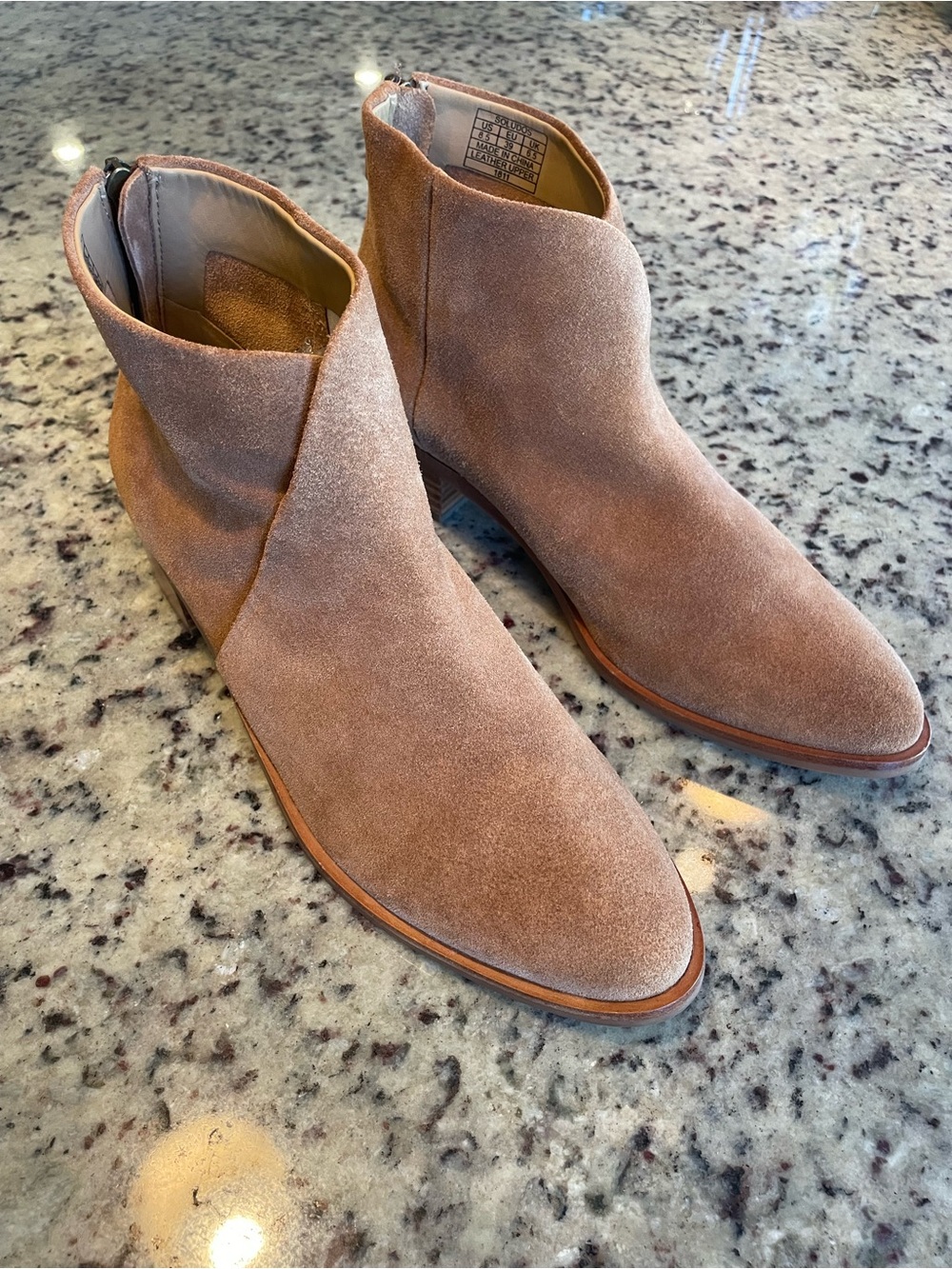 Soludos Women's Venetian Suede Ankle Booties Tan 8.5